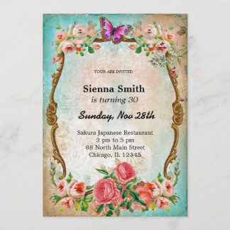 Vintage birthday style invitation