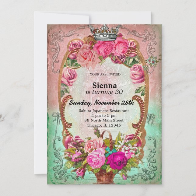 Vintage birthday style invitation (Front)