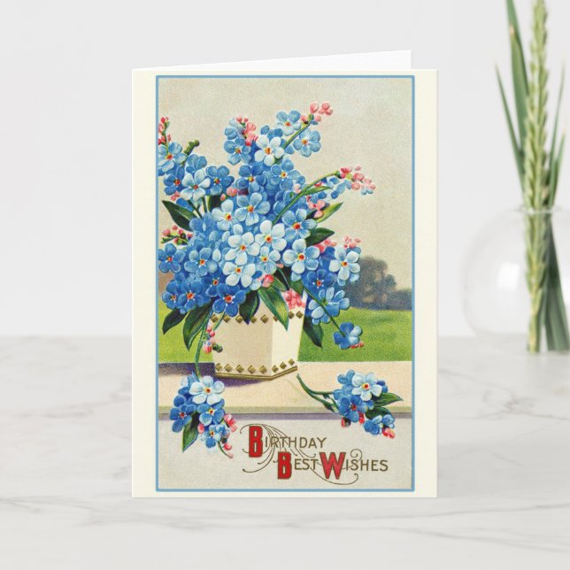 Vintage Birthday Wishes Retro Floral Card (Front)