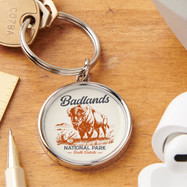 Vintage Bison – Badlands National Park  Key Ring (Creator Uploaded)