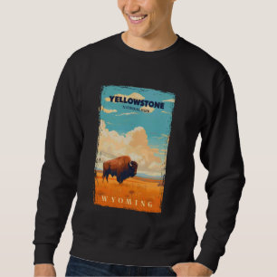Vintage Bison On The Field Yellowstone National Pa Sweatshirt