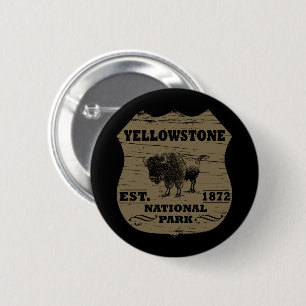 Vintage Bison Yellowstone National Park 6 Cm Round Badge
