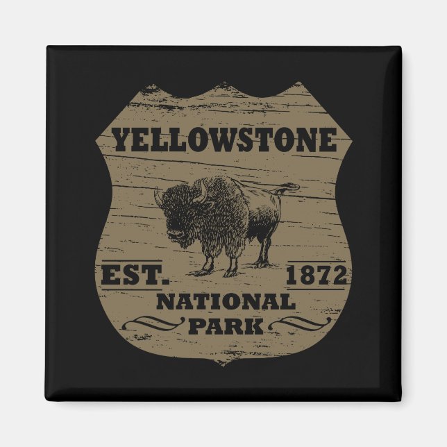 Vintage Bison Yellowstone National Park Magnet (Front)
