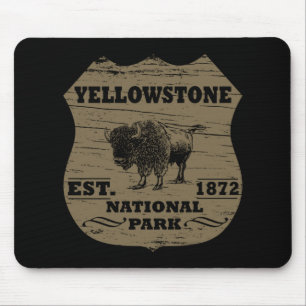 Vintage Bison Yellowstone National Park Mouse Pad