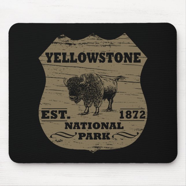 Vintage Bison Yellowstone National Park Mouse Pad (Front)
