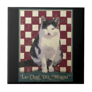 Vintage Bistro Cat Tile