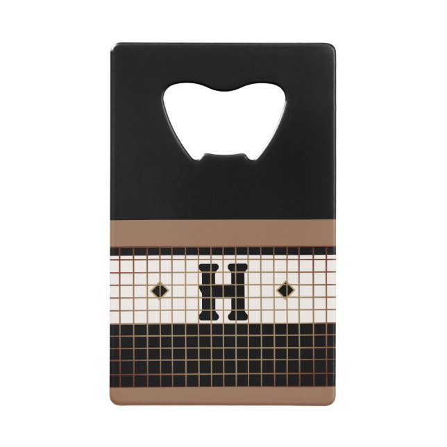 Vintage Bistro Tile Black and Gold Monogram (Front)