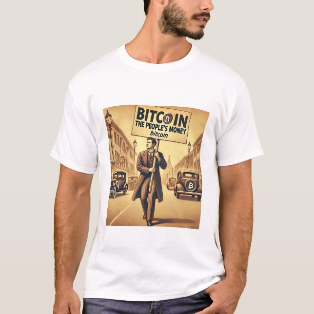 Vintage Bitcoin Cryptocurrency Design T-Shirt (Front)