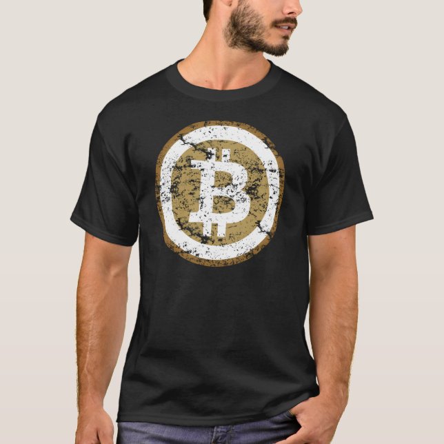Vintage Bitcoin (Faded) Graphic Print T-Shirt (Front)