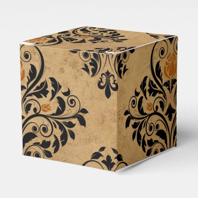Vintage Black and Copper Gothic Wedding Favour Box (Front Side)