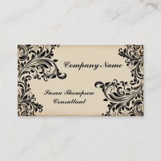 Vintage Black and Cream Graphic Illustration Business Card