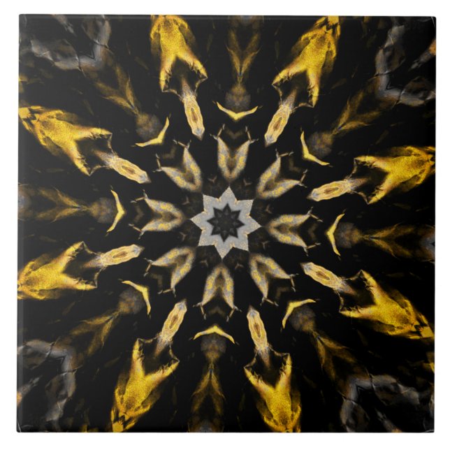 Vintage Black and Gold Abstract Tile (Front)