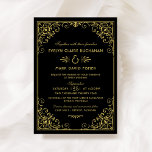 Vintage Black and Gold Art Deco Wedding Invitation<br><div class="desc">Elegant and glamorous art deco wedding invitations inspired by ornate vintage Gatsby style and the roaring 20s. Card design features a black and gold color scheme,  ornate decorative frame and pattern,  and stylish typography that can be completely personalized.</div>