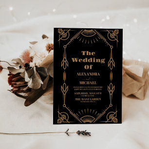 Vintage Black and Gold Art Deco Wedding Invitation