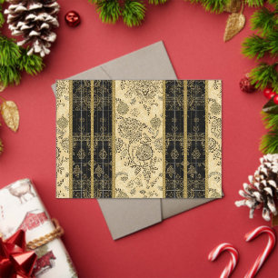 Vintage Black and Gold Damask Wedding Acrylic Invitations