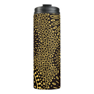 Vintage Black and Gold Ethnic Floral Pattern Thermal Tumbler