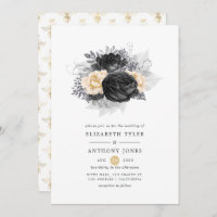 Vintage Black and Gold Floral Bees Wedding