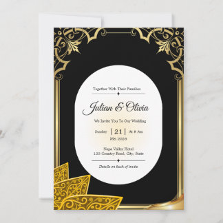Vintage Black and Gold Royal Wedding Invitation