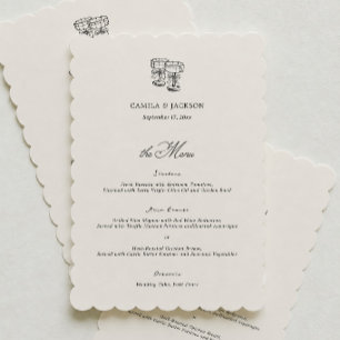 Vintage Black and Ivory Wedding Menu Card