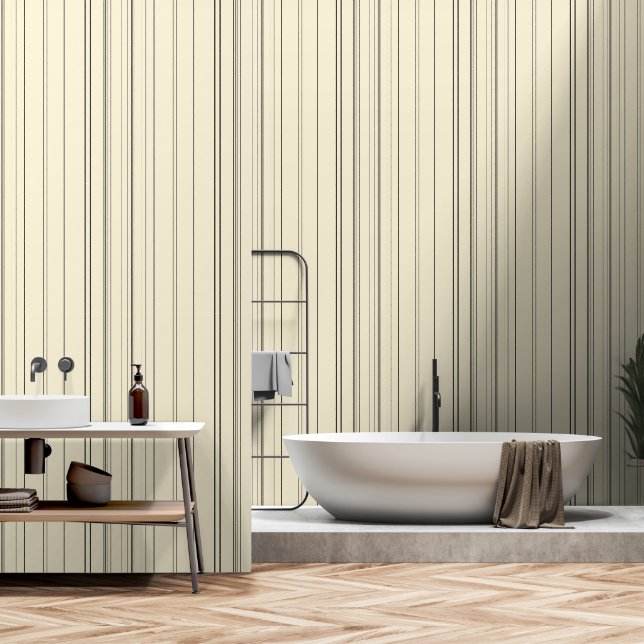 Vintage Black and off-white pinstripes Wallpaper (Bathroom)