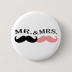 Vintage Black and Pink Moustache 6 Cm Round Badge
