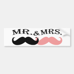 Vintage Black and Pink Moustache Bumper Sticker