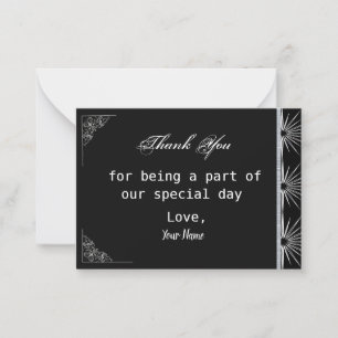 Vintage Black And Silver Thank You Card