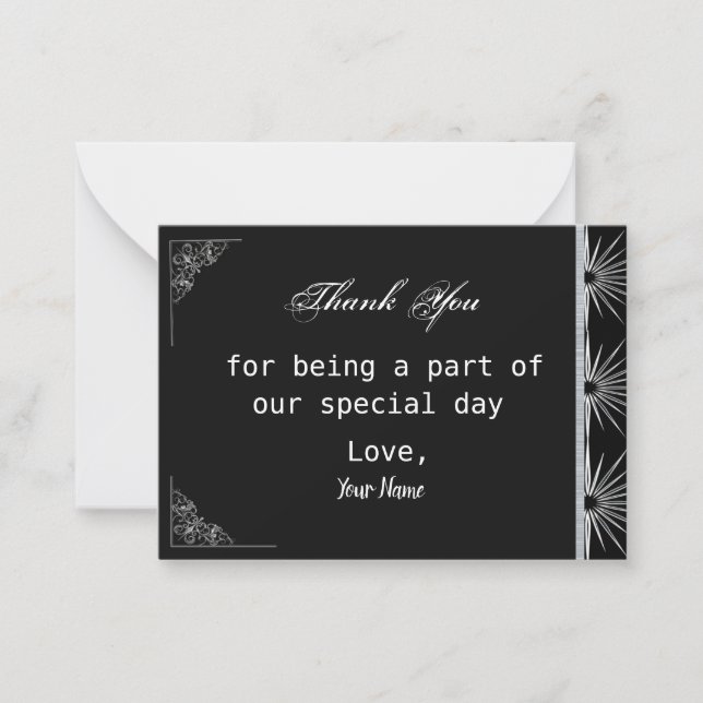 Vintage Black And Silver  Thank You Card (Front)