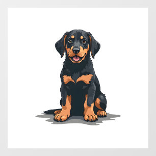 Vintage Black and Tan Dog Back View Illustration P