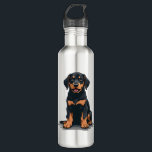 Vintage Black and Tan Dog Back View Illustration P 710 Ml Water Bottle<br><div class="desc">Vintage Black and Tan Dog Back View Illustration Pet Lover Design 2</div>