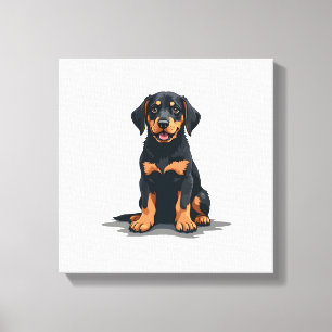 Vintage Black and Tan Dog Back View Illustration P Canvas Print