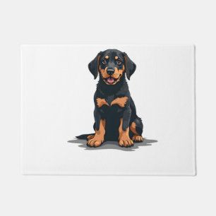 Vintage Black and Tan Dog Back View Illustration P Doormat