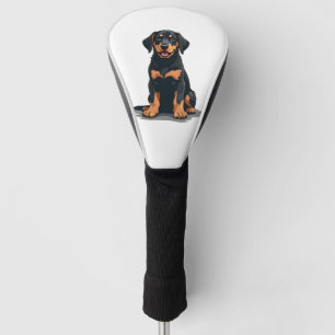 Vintage Black and Tan Dog Back View Illustration P Golf Head Cover