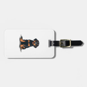 Vintage Black and Tan Dog Back View Illustration P Luggage Tag