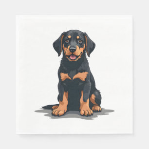 Vintage Black and Tan Dog Back View Illustration P Napkin