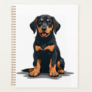 Vintage Black and Tan Dog Back View Illustration P Planner