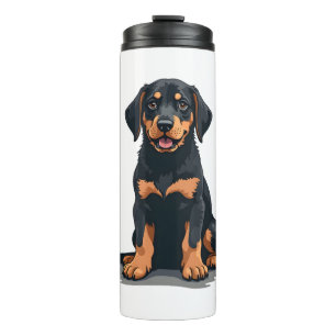 Vintage Black and Tan Dog Back View Illustration P Thermal Tumbler