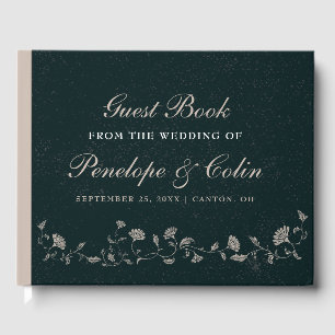 Vintage Black and Tan Library Wedding Guest Book