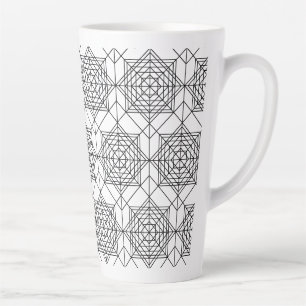 Vintage Black and White Abstract Linear Pattern Latte Mug