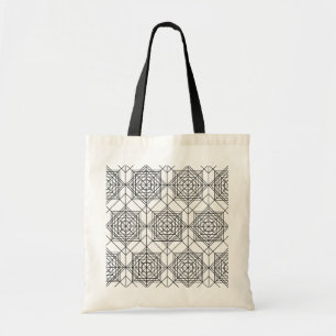 Vintage Black and White Abstract Linear Pattern Tote Bag