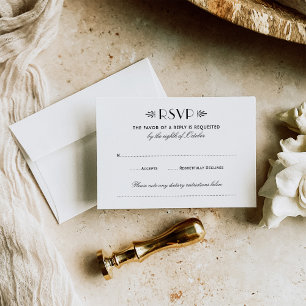 Vintage Black and White Art Deco Wedding RSVP Card