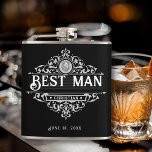 Vintage Black and White Best Man Flask<br><div class="desc">Vintage Black and White Best Man Flask. This black and white design gives that special touch of vintage look to it.  Easily customise with your best man's name to make this an personal gift to remember A gift to cherish forever!</div>