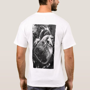 Vintage Black and White Broken Heart Graphic T-Shi T-Shirt