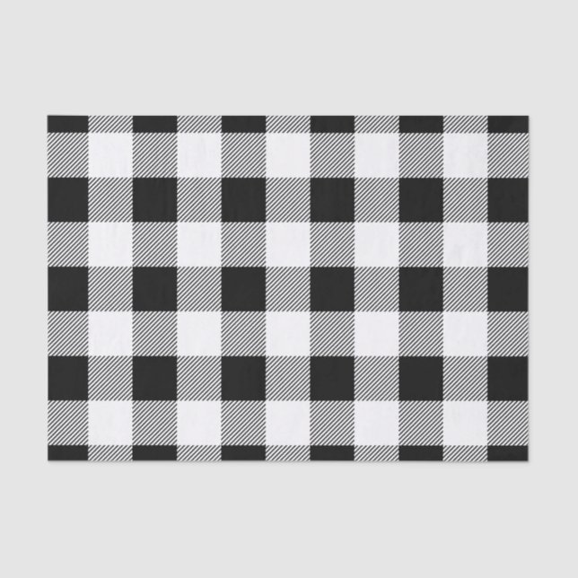 Vintage Black and White Buffalo Plaid Tissue Paper (Front)