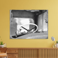 Vintage Black and White Bus Steering Wheel