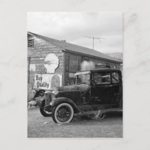 Vintage Black and White Car Postcard