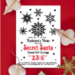 Vintage  Black And White Christmas Santa Snowflake Invitation<br><div class="desc">This vintage Christmas invitation for a Secret Santa party features a sleek, geometric black and white design with geometric snowflakes, creating a sophisticated and modern holiday look. The bold customisable typography in black and red stands out against a clean white background, making it a stylish choice for your Christmas gift...</div>