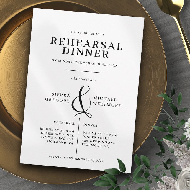 Vintage Black and White Classic Rehearsal Dinner Invitation (Creator Uploaded)