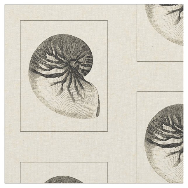 Vintage Black and White Conch Shell Fabric (Close Up)