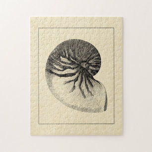 Vintage Black and White Conch Shell Jigsaw Puzzle